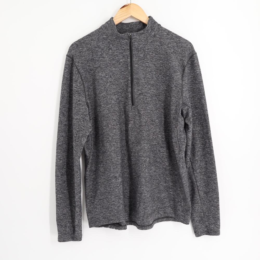 Lululemon Men's Sz L Surge Warm 1/2 Zip Pullover Hoodie Heather Black/Grey